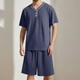 thumbnail image 3 of Kureaily Men's Summer V Neck Short Sleeve Top And Shorts Casual Style Pajama Loungewear Set Two-Pieces Loungewear, 3 of 6