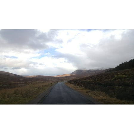 Canvas Print Scotland Alone Clouds Nature Mountains Road Stretched Canvas 10 x
