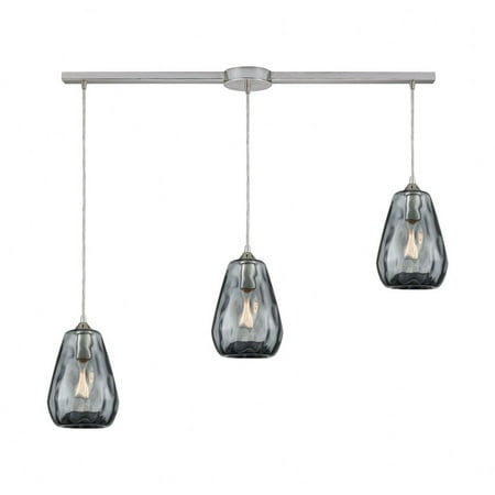 

Three Light Linear Mini Pendant Satin Nickel Finish with Dark Smoke Water Glass Bailey Street Home 2499-Bel-2780056