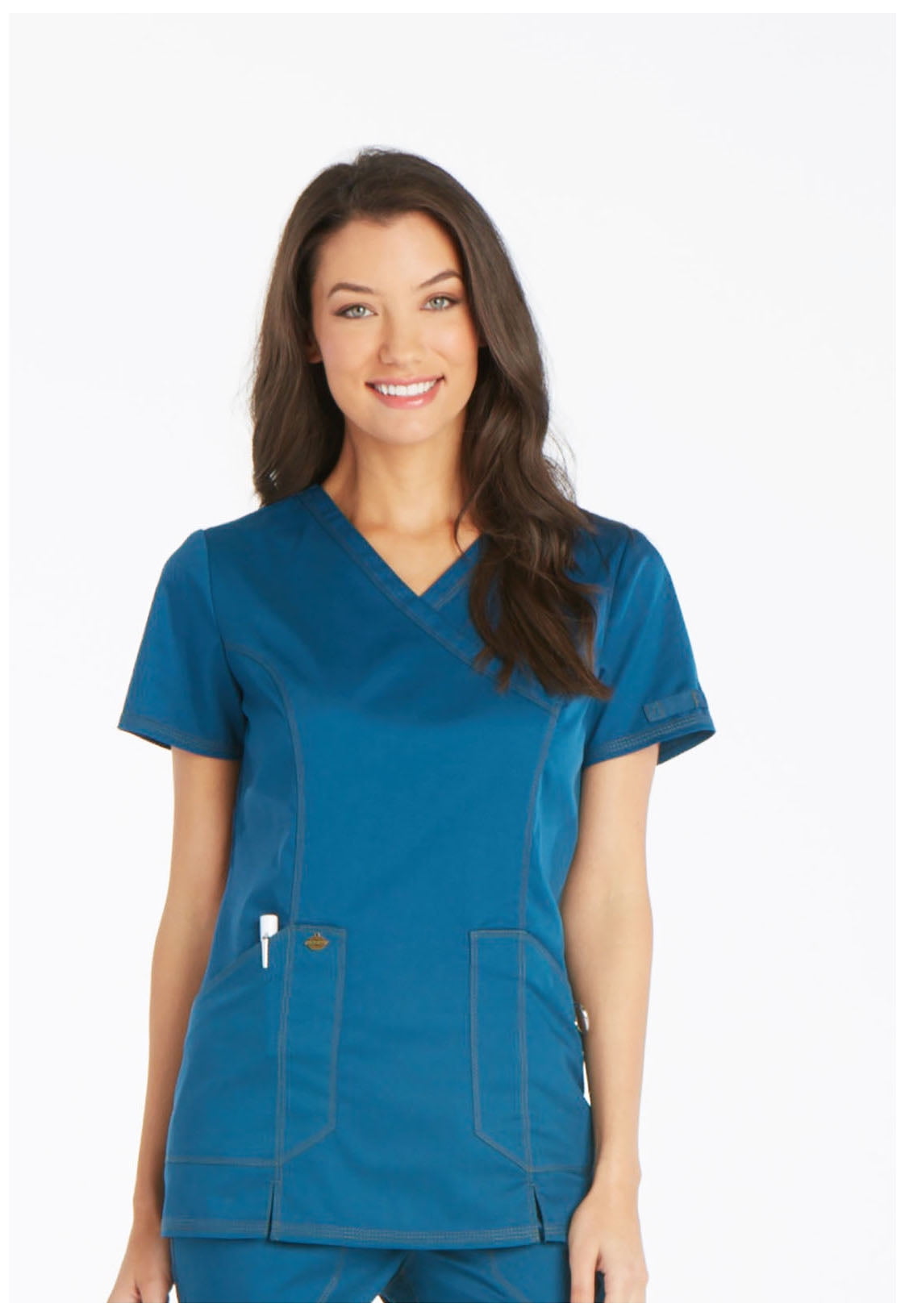 Dickies Essence Medical Scrubs Top for Women Mock Wrap Plus Size DK804