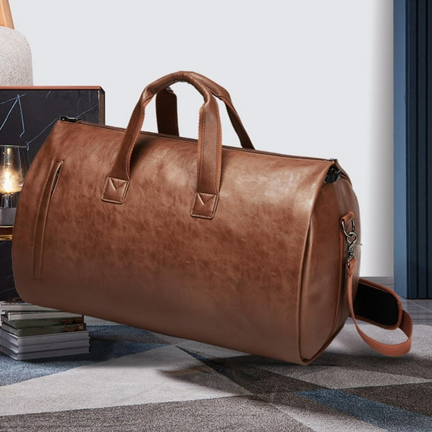 Leather Duffle Bag Extra Large Lightweight Multifunction Business Travel Bag Brown