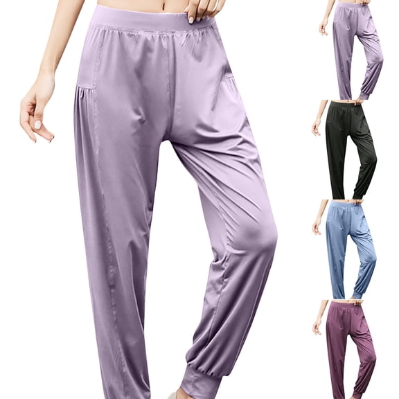 Bixock Yoga Pants for Women,Leggings for Women,Pants for Women Solid Color Sports Casual Brushed Yoga Cuffed Long Pants Elastic Waist Soft Comfortable for Daily Wear Pants Clothes