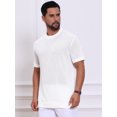 thumbnail image 4 of DARING DIVA Men's Waffle Short Sleeve Crew Neck Solid Knitted T-Shirt L White, 4 of 7