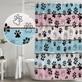 thumbnail image 4 of Blue Pink Dog Paws Prints Shower Curtain Set - Small 36" x 72" Washable Bathtub Curtain with 12 Hooks, Farmhouse Beige Wood Waterproof Fabric Stall Shower Curtains for Bathroom/Bathtub Décor, 4 of 6
