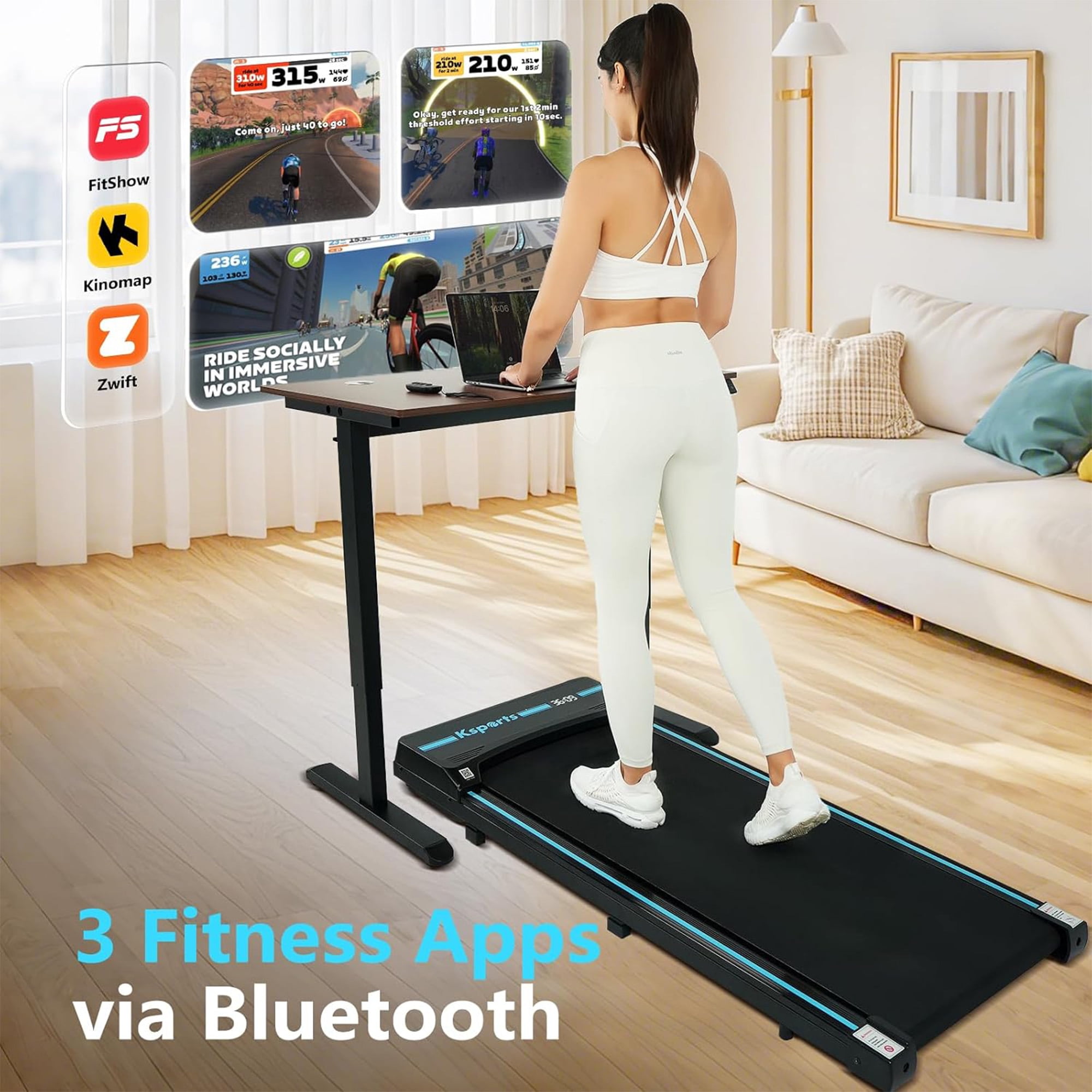Ksports Under Desk Walking Pad Classic Treadmill w/ Wheels & Remote, 2.5 HP