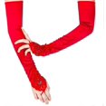 thumbnail image 3 of Fingerless Long Red Gloves Pierced Elbow Length Satin Gloves 19" Stretchy Opera Evening Party 1920s Gloves For Women, 3 of 5