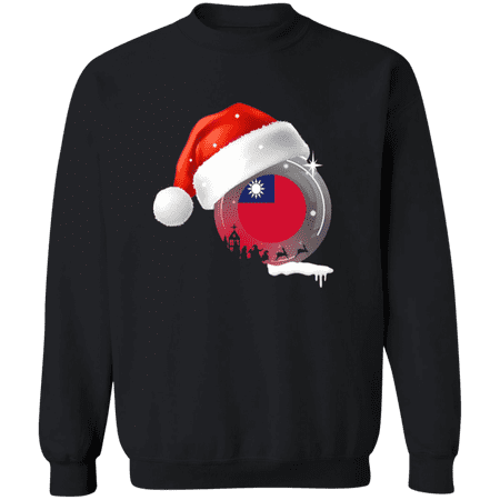Christmas Taiwan Flag With Santa Hat Taiwanese Root Proud Souvenir Crewneck Pullover Sweatshirt