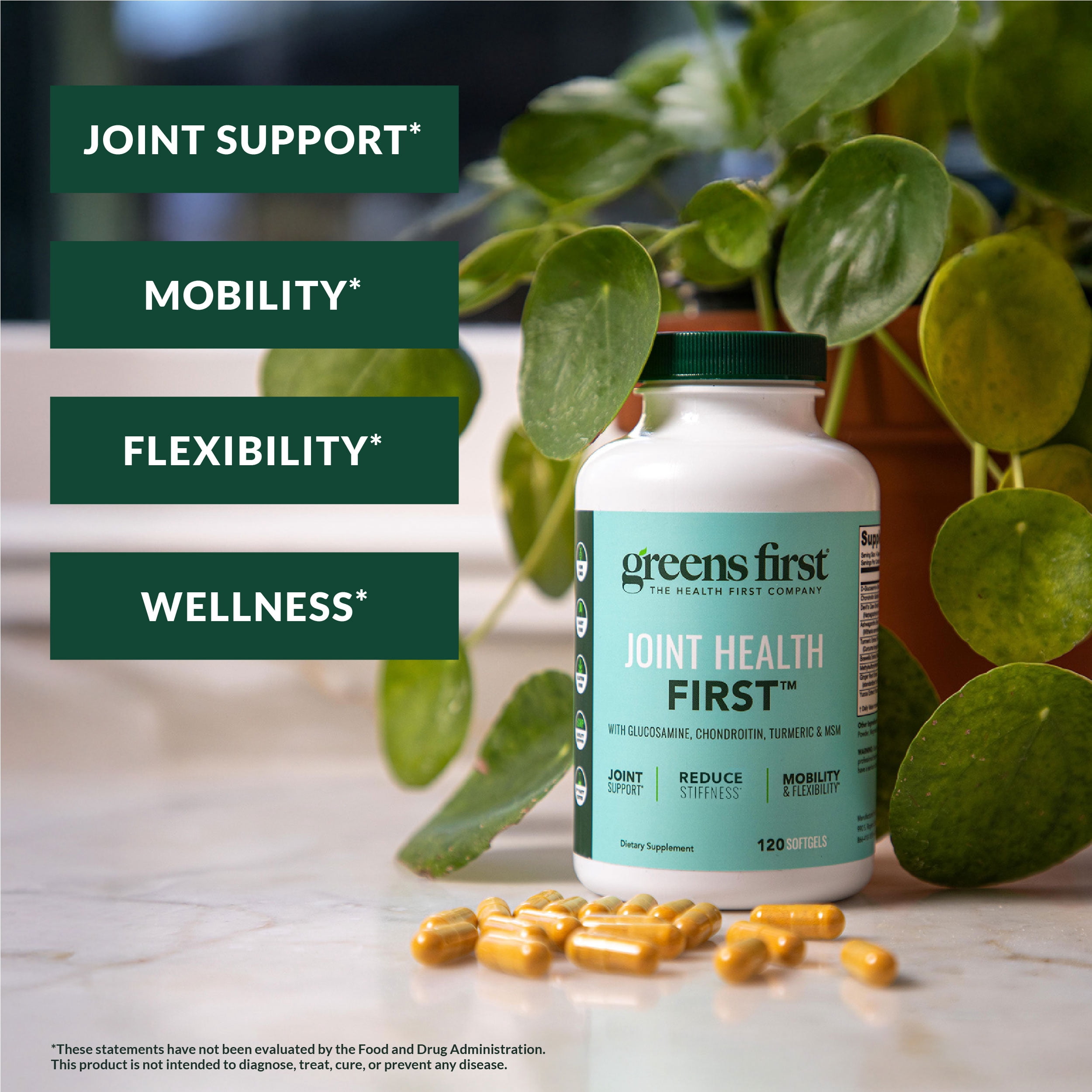 Greens First Joint Health First - Natural Joint Support Supplement with MSM, Turmeric, Ashwagandha, & Ginger - For Joint Support - Non-GMO/Dairy-Free/Gluten-Free (120 Softgels)
