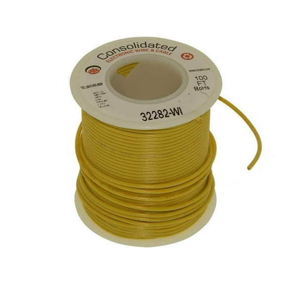 22 AWG tinned copper stranded wire - 25 feet per spool - yellow
