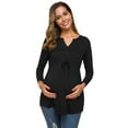 thumbnail image 4 of Ecavus Women's Maternity Tops Shirts Long Sleeve V Neck Pregnancy Blouse Black XL, 4 of 6