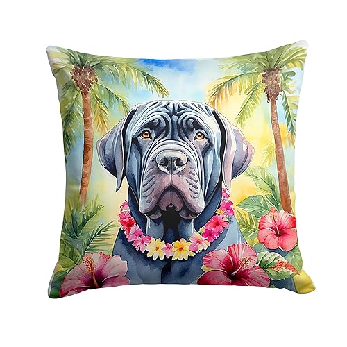 Neapolitan Mastiff Luau Throw Pillow 14 in x 14 in