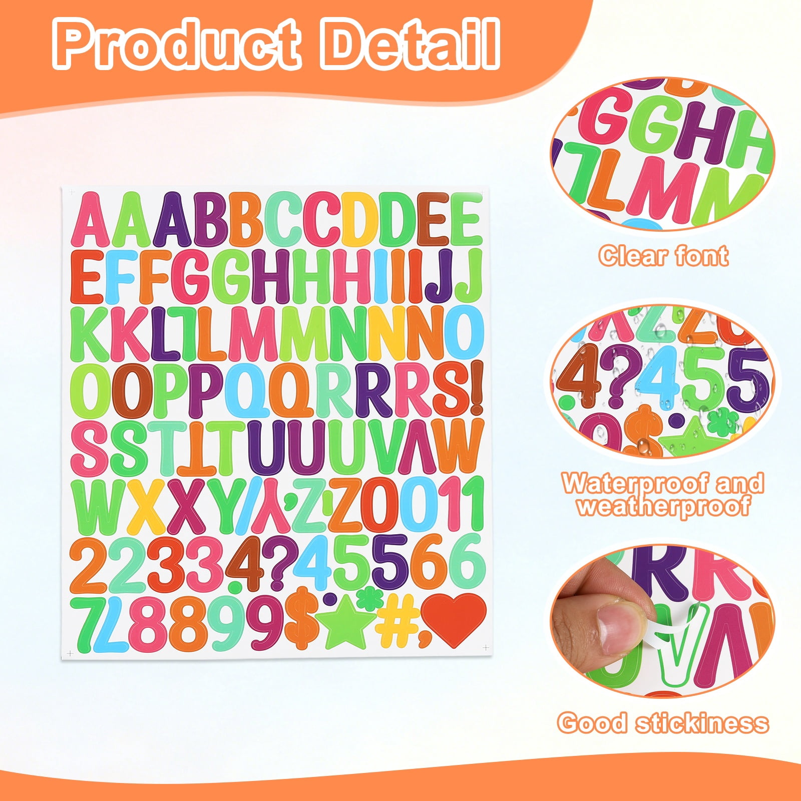 Uxcell 1 Inch Letter Stickers, 30 sheet Alphabet Number Stickers Self Adhesive Handwriting Vinyl Stick on Letters for Mailbox Number Scrapbooking Sign Bottles Craft, Multicolor