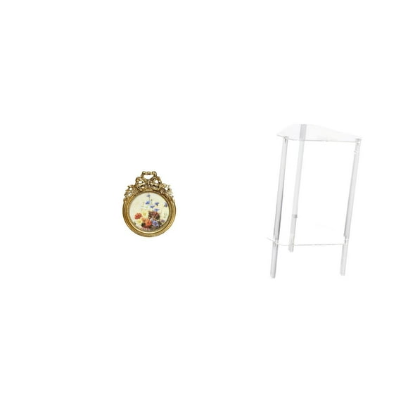 Elodie Antique Vintage Ornate European Photo Frame and Clear Acrylic Minimalist Modern Bedside Cabinet for Wedding Gift Living Room Home Office Bedroom
