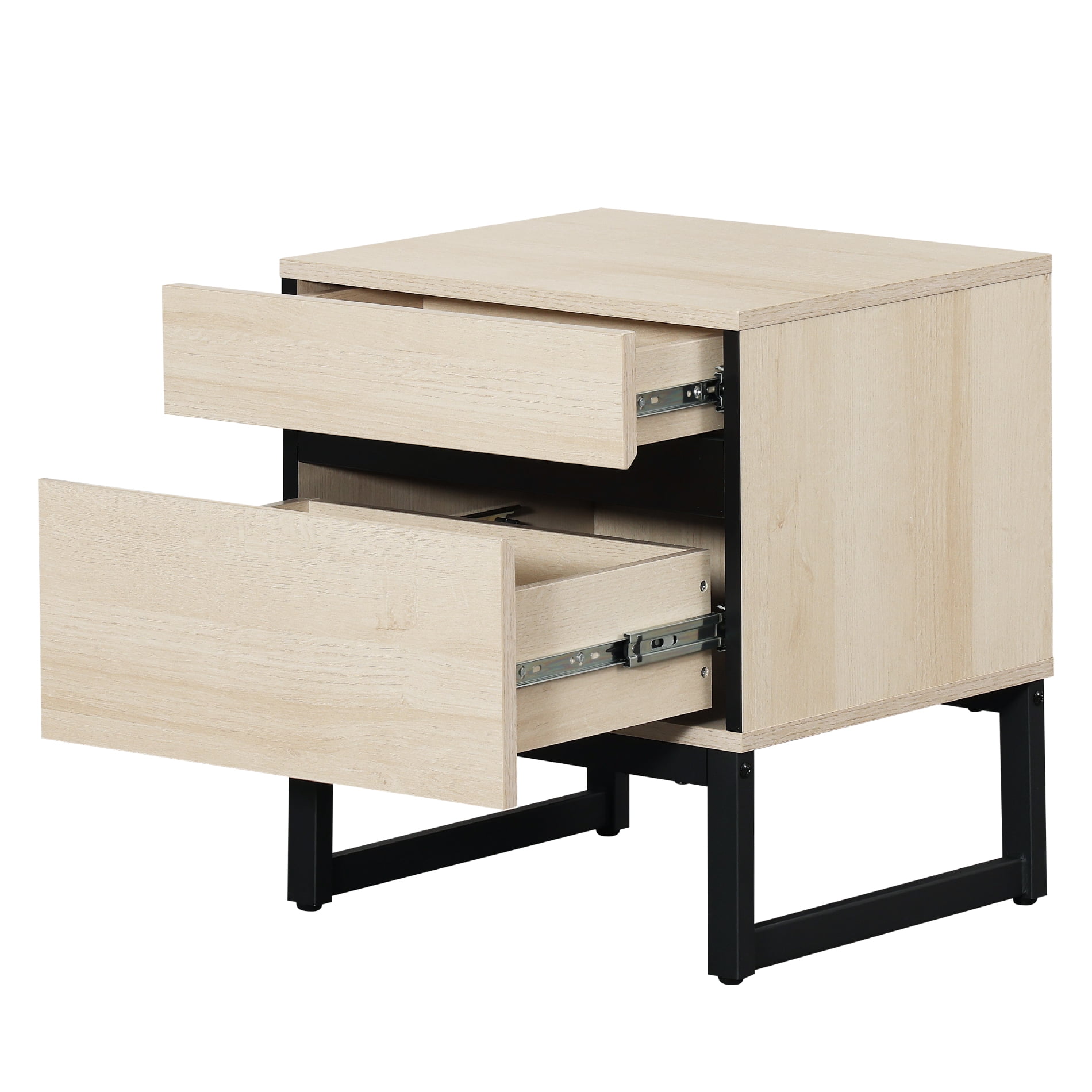 WAMPAT Modern End Table With 2 Drawers - Compact Sofa Side Table & Nightstand For Living Room & Bedroom