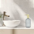 thumbnail image 2 of Unique Bargains 1 Pc Durable Cylinder Frosted Soap Dispenser 13.53oz Gray Gold Tone, 2 of 6