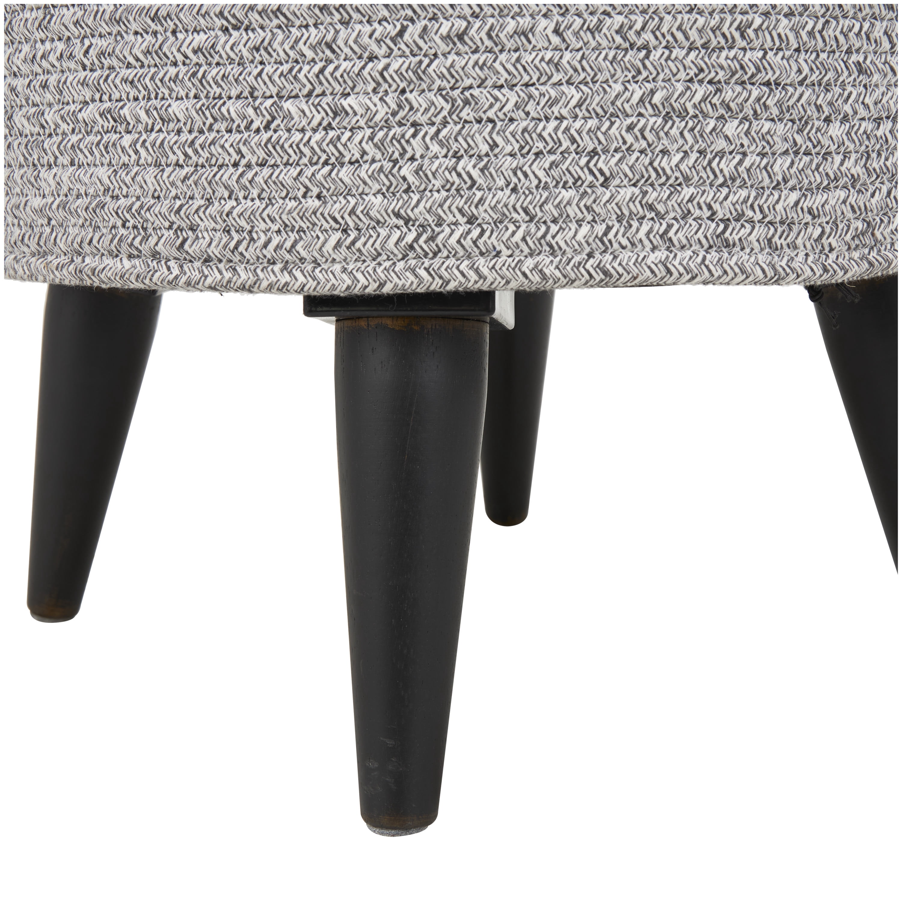DecMode Polyester Chevron Textured Stool with Black Wooden Legs, Light Gray