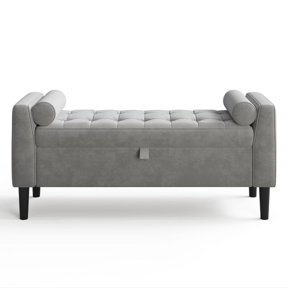 QinaQin 46.5-Inch Storage Bench/Footstand - a Padded Bed End Bench with Buttoned Tufted Detailing for Bedrooms, Entryways, Living Rooms, and Closets
