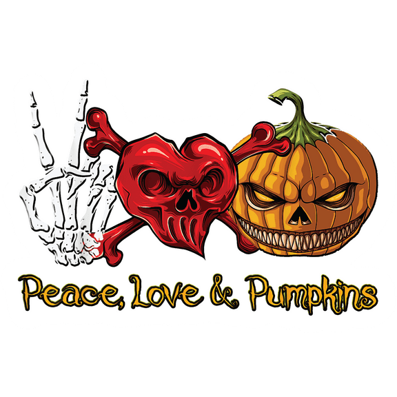 Peace, Love & Pumpkins   Skull  Halloween  Great Gift Idea Single 5 Inch Magnet  Made in The USA  Car Auto Tool Box Refrigerator Magnet  MAG11756