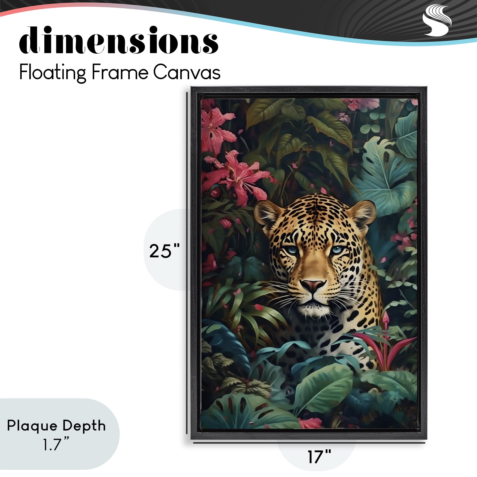 Stupell Industries Jaguar with Silent Emerald Gaze Black Framed Floater Canvas Wall Art, design by Creative Studio