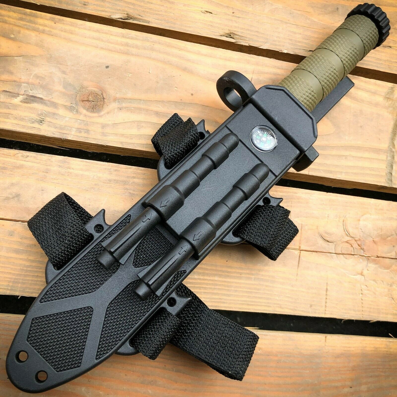 12.5" Camping Hunting FIXED BLADE SURVIVAL Knife w Fire Starter Outdoors Tool