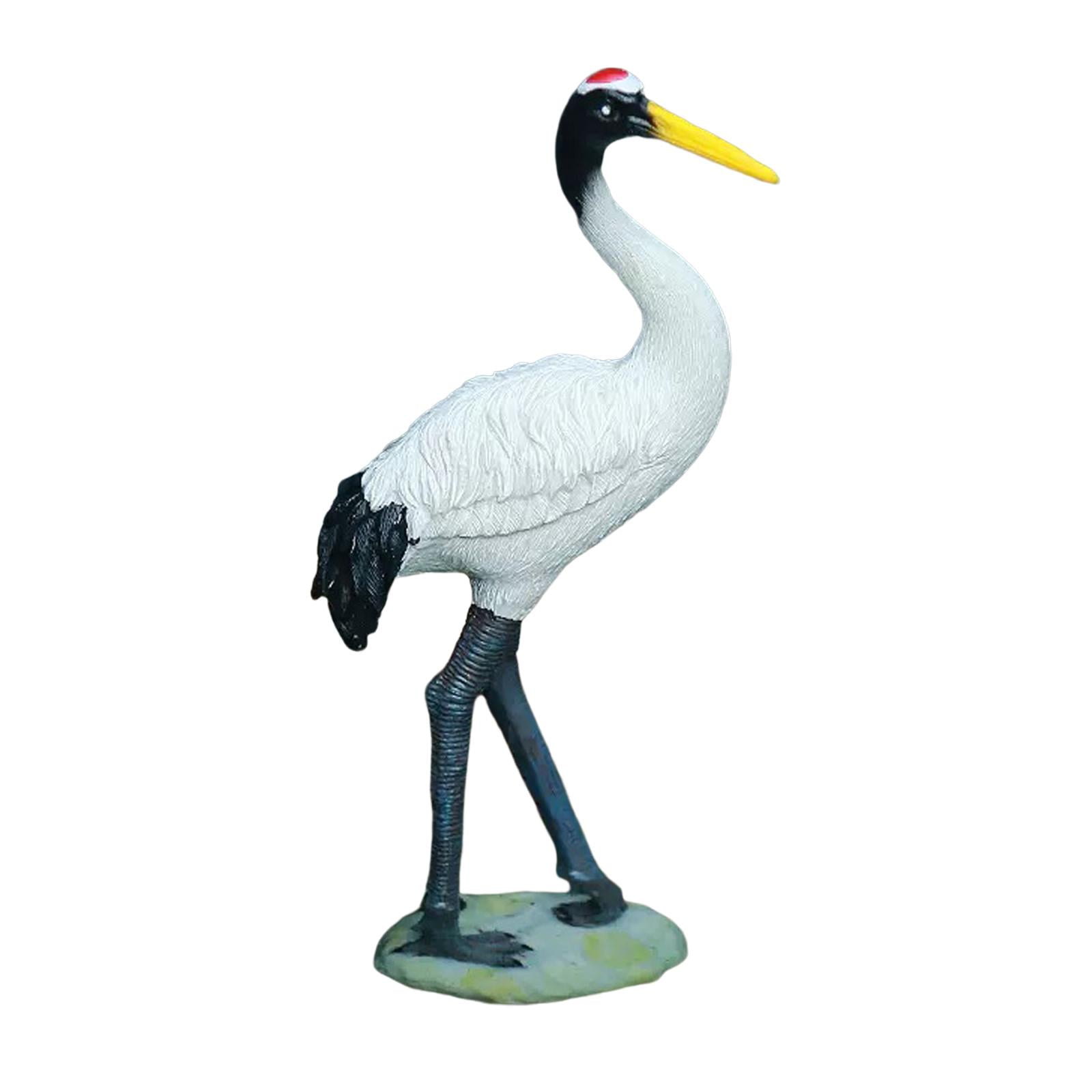 Garden Statue Bird Statues Sculptures Crane Carving Resin Novelty Miniature Animal Figurine for