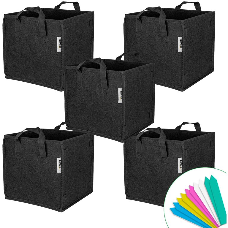 iPower 5 Pack 7 Gallon Square Grow Bags Fabric Planting Pots with