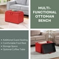 thumbnail image 4 of Convenience Concepts Designs4Comfort Accent Storage Ottoman with Reversible Tray, Red Faux Leather, 4 of 11