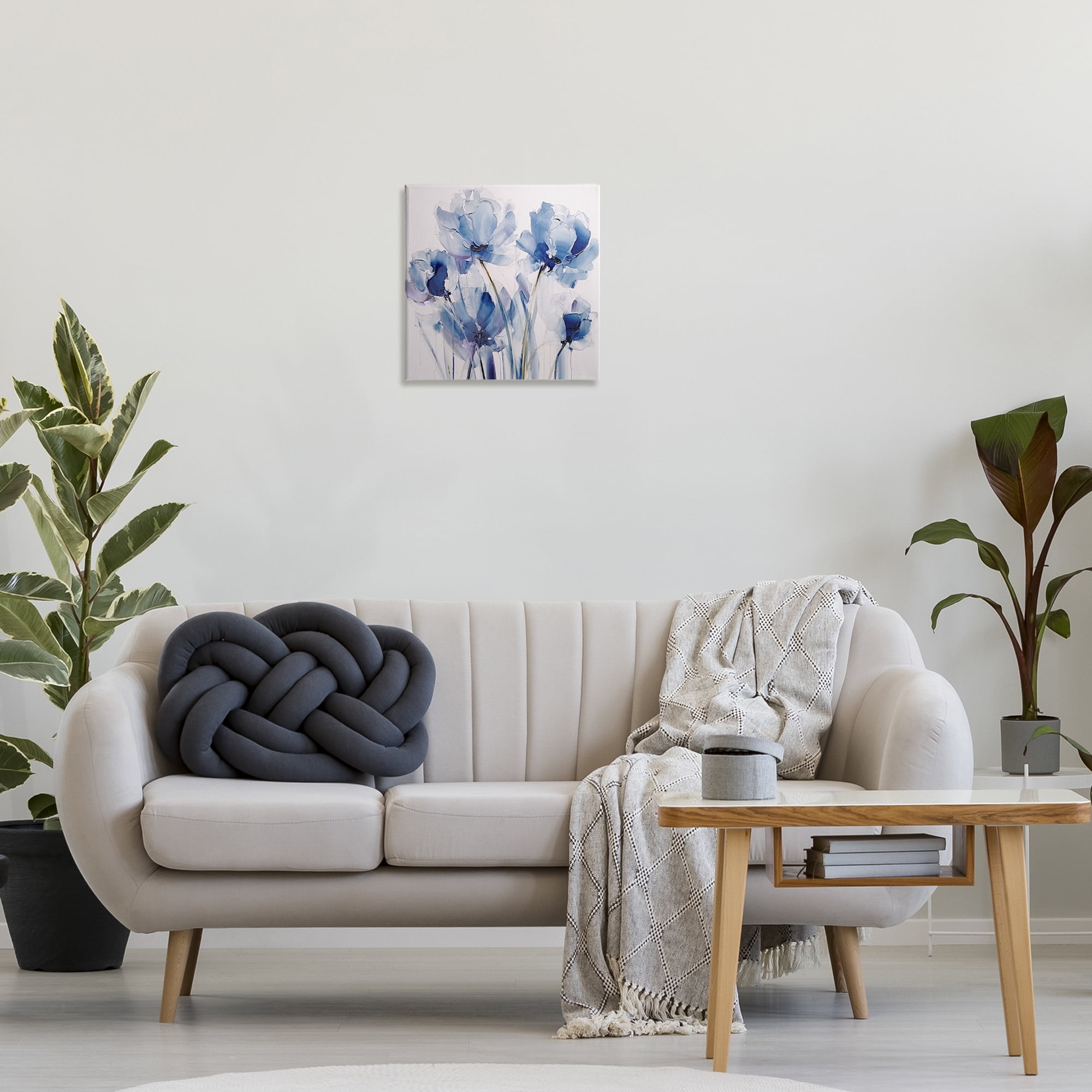 Stupell Industries Abstract Blue Tulips Botanical & Floral Painting Gallery Wrapped Canvas Art Print Wall Art, 17 x 17