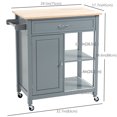 thumbnail image 3 of HOMCOM Rolling Kitchen Cart with Wood Top, Kitchen Island on Wheels, 3 of 10