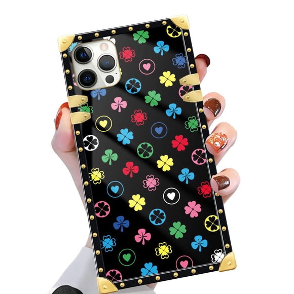 Yuning419 Funda Compatible Con Iphone 13 Mini Funda De Lujo Suave Tpu Y Pc Dura Para Niñas Y Mujeres Cubierta Protectora A Prueba De Golpes Colorido Amor Trébol De Cuatro Hojas