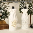 thumbnail image 3 of Naiovety Funda navideña de felpa para botella de vino, bolsa bordada de copo de nieve con cordón, de comedor, cerveza, fiesta de Navidad, Kits de decoración para fiestas Blanco, 3 of 6
