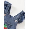 thumbnail image 6 of FEORJGP Toddler Baby Denim Overalls Romper 0 6M 12M 18M 24M Infant Ruffled Square Neck Bodysuits Strawberry Embroidered Jumpsuits Headband Newborn Comfy Fashion Casual Outfits for Boys Girls, 6 of 7