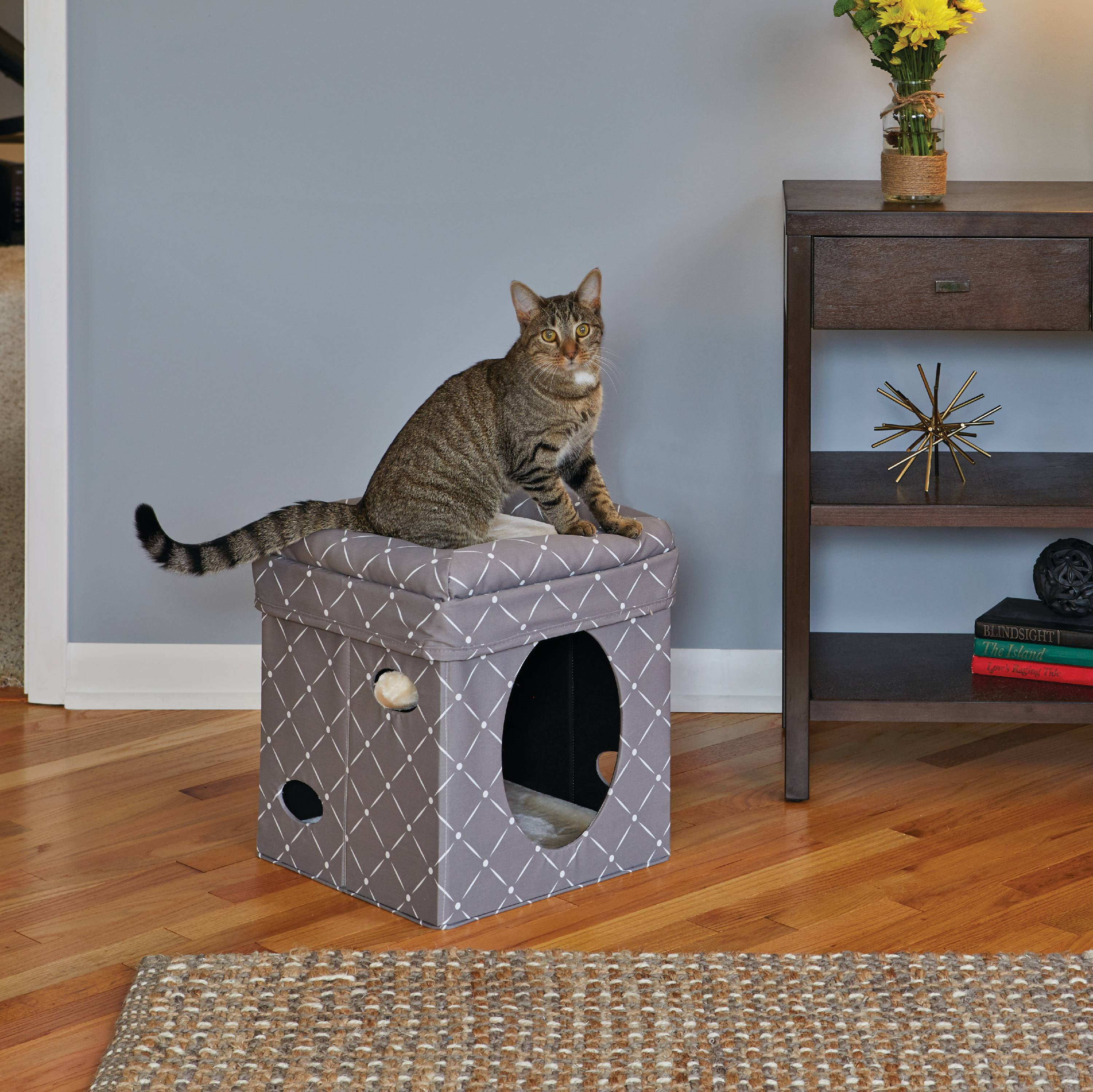 Cube cats. Домик для кошек Midwest curious Cat Cube 38.4х38.4х42 см. Утеплитель для кошачьего домика. Домик для кошки cozy. Кошачий домик из старого телевизора.