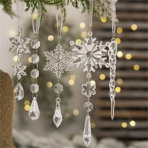 putnchl 5pcs Crystal Christmas Ornaments for Tree Decorations-Hanging Acrylic Snowflake Icicle Ornaments with Drop Pendants for Winter Wonderland Chandelier Crystals Decorations Supplies