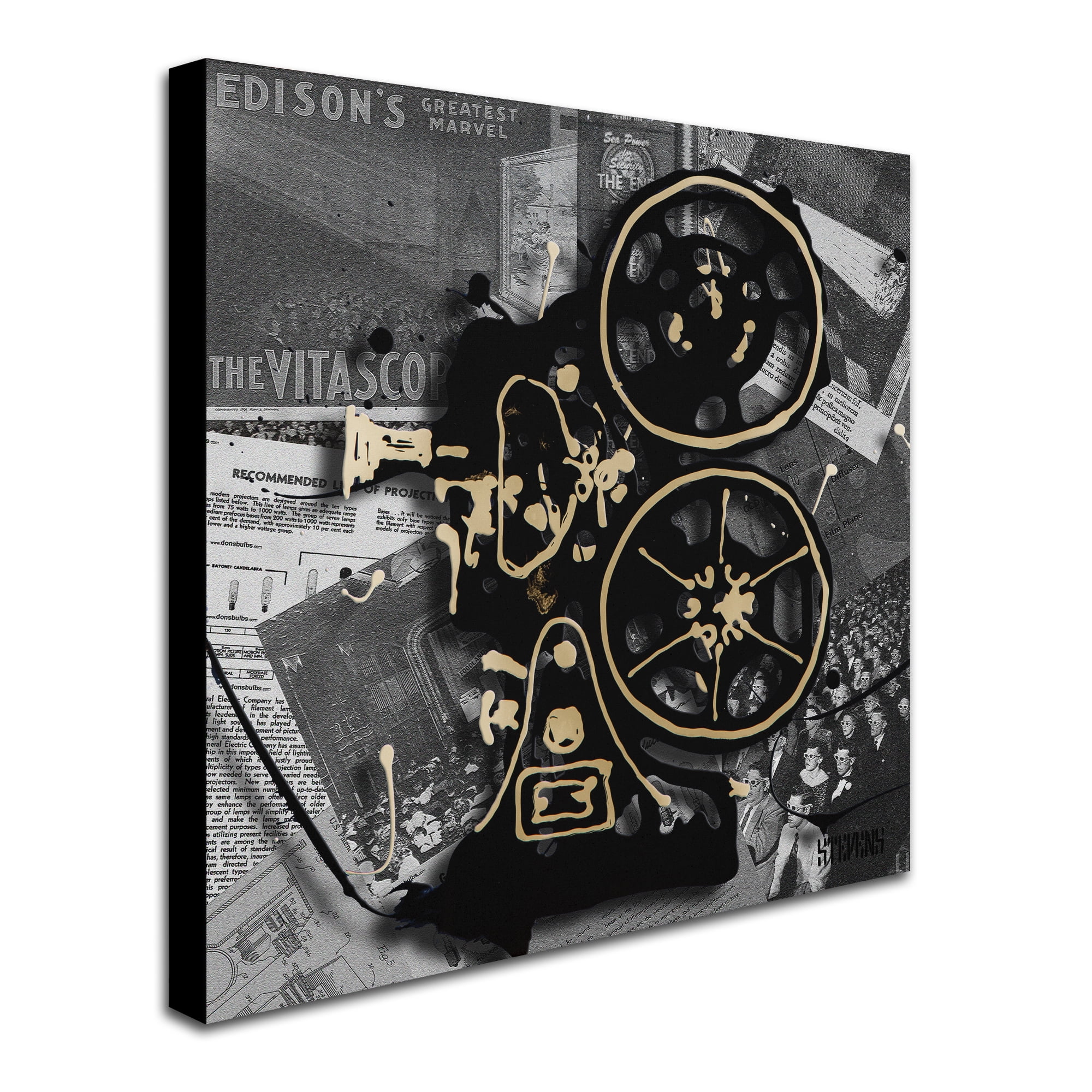 Roderick Stevens 'Movie Projector' Huge Canvas Art 35 x 35