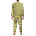 thumbnail image 5 of Kll Mardi Gras Purple Yellow Plaid Sleepwear Mens Flannel Pajamas,Long Cotton Pj Set, 5 of 9
