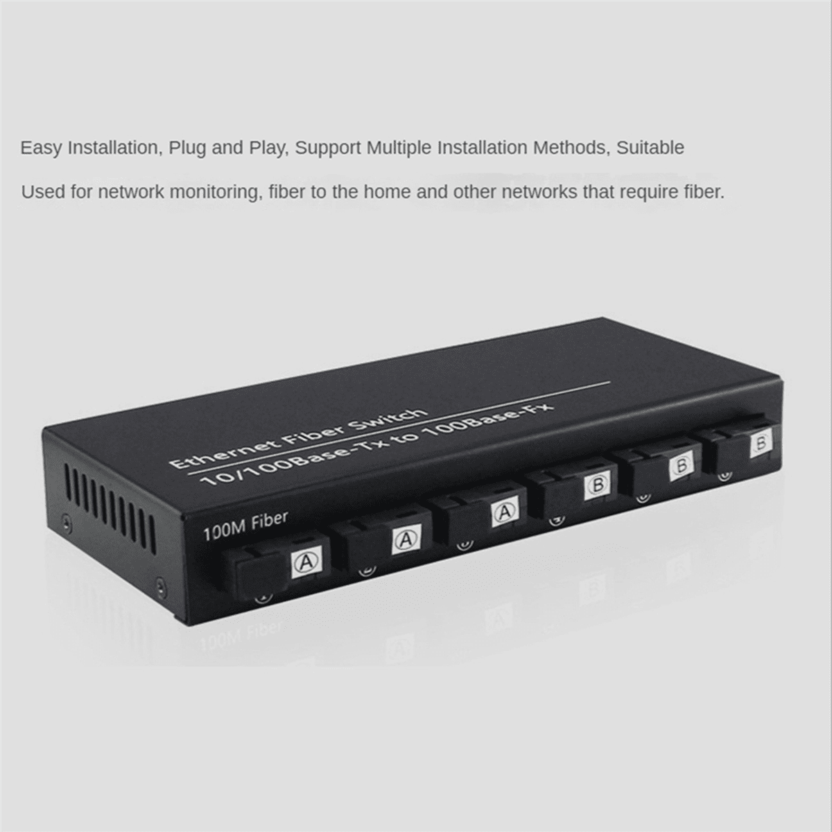 3X 6Port 10/100M Ethernet Switch 6 Fiber Port 25KM 2UTP RJ45 Fiber Optical Transceiver Optical Media Converter US Plug,3 x Ethernet Fiber Switch 3 supply,Black
