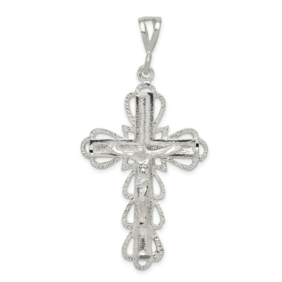 Handcrafted Sterling Silver Crucifix Cross Pendant Necklace for Men and Women with Filigree Design Religious Christian Spiritual Statement Faith Jewelry Accessory