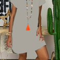 thumbnail image 1 of Vestidos Casuales Con Cuello En V Sueltos, Vestidos De Verano De Manga Corta Con Cuello De Solapa De Longitud Media, Ropa De Mujer, 1 of 4