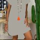 thumbnail image 1 of Vestidos Casuales Con Cuello En V Sueltos, Vestidos De Verano De Manga Corta Con Cuello De Solapa De Longitud Media, Ropa De Mujer, 1 of 4