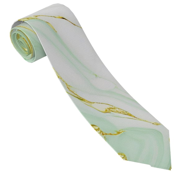 Vsdgher Green And Gold Abstract Marble Print Ties for Men 4.7" Formal Necktie Wedding Accessory Men's Business Ties for Wedding Bussiness Work