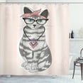 thumbnail image 1 of Ambesonne Teen Room Shower Curtain, Kitty Glasses, 69"Wx84"L, Pale Pink Grey, 1 of 3