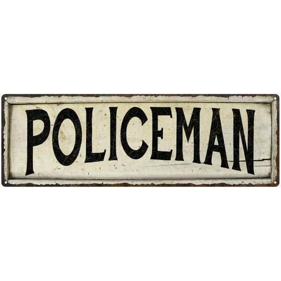 POLICEMAN Farmhouse Style Wood Look Sign Gift 6x18 Metal Decor 106180028245