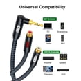 thumbnail image 2 of Cable de audio EMK de 3,5 mm macho a 2 conectores RCA hembra chapado en oro, 3 m, 2 of 6