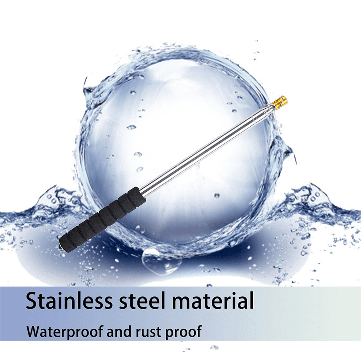 2pcs 9.8Ft Telescopic Flag Pole,Stainless Steel Handheld Portable Extendable Retractable Flagpole with Anti-Slip Grip
