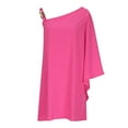 thumbnail image 5 of Summer Dresses for Women 2023 One Shoulder Half Bat Sleeve Solid Loose Metal Strap Tank Dress Pink XL, 5 of 6