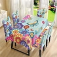 thumbnail image 3 of TSOVTHRID Butterfly Boho Mandala Floral Print Table Cloth with Dining Chair Slipcovers Set Rectangle Tablecloth Stretchable Anti-Dust Chair Protector Cover Kitchen Decor, 5 Pcs, 3 of 7