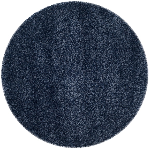 Hawthorne Collection Tapis Shag Bleu Marine - Rond 4 Pieds