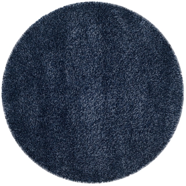 Hawthorne Collection Tapis Shag Bleu Marine - Rond 4 Pieds