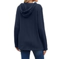 thumbnail image 5 of QAFOPEH Women V Neck Long Sleeve Drawstring Hooded Textured Loose Pullover Top, 5 of 5